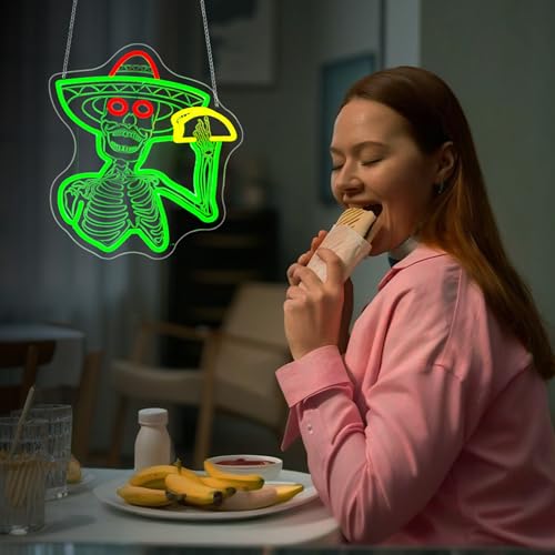 Image of Skull Neon Sign Led Sign Neon Signs for Wall Decor Neon Lights