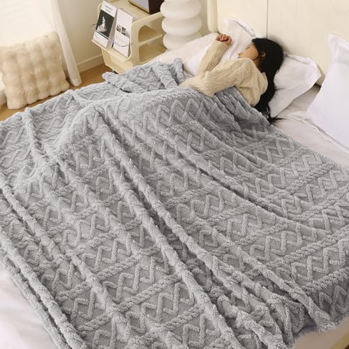 Image of HOKIPO Fleece AC Blanket Double Bed Queen, 200X230 Cm / 6.5X7.5 Feet, Light Grey (AR-5743-LGRY)