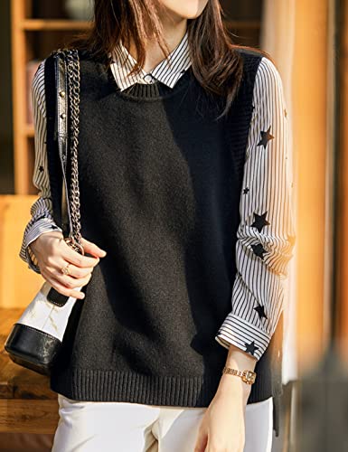 Image of Mingzhu Womens Sleeveless Round Neck Pullover Low Ribbed Knit Sweater Vest