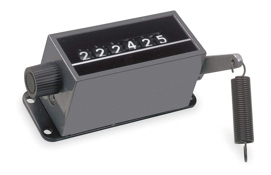 Dayton Mechanical Counter, Black, Number of Digits: 6, Base Mounting