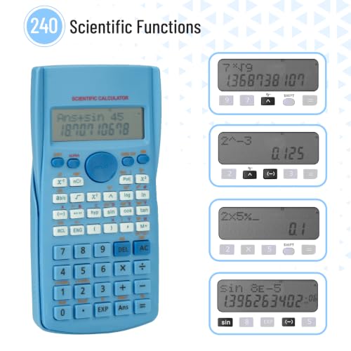 Image of Mr. Pen- Scientific Calculators, Blue, 2 Line Display, Fraction and Statistics Calculator for School, College and High School