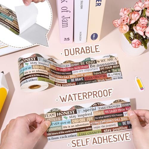 Image of Whaline 65.6Ft Inspirational Quote Bulletin Board Borders Motivational Border Trim Self Adhesive Growth Mindset Scalloped Craft Border Decor for Back to School Chalkboard Whiteboard Wall Board Decor