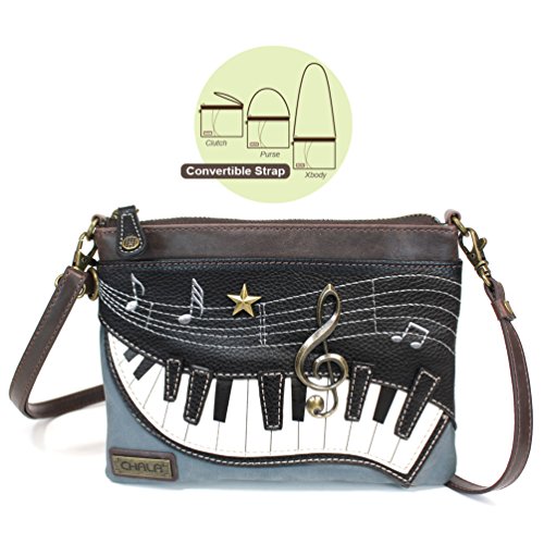 Image of CHALA Mini Crossbody /Purse with Convertible Strap Stylish, Compact, Versatile (Navy Blue Piano)