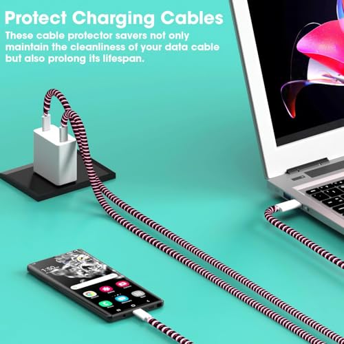 Image of Sounce Spiral Cable Protector, 1.7 Meter Charging Cable Protection Data Cable Protective Sleeve, Cord Saver, Cable Protective Cover for Earphone, Data Wire Cable, Durable PVC Material, Red (Pack of 3)