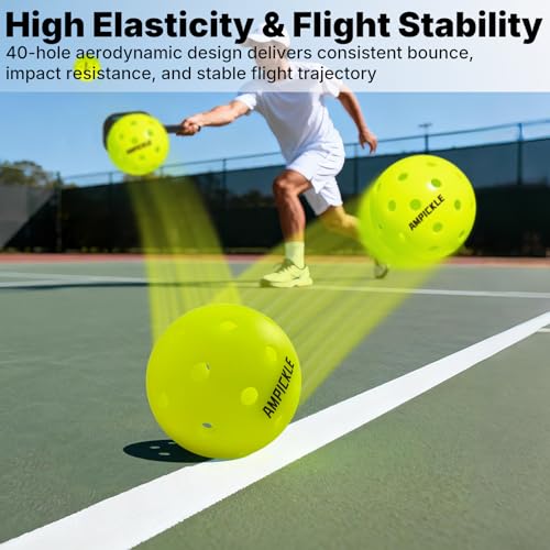 Image of Pickleball Balls，Withstands up to 1000 impacts， Crack-Resistant，40 Holes Outdoor Pickle Balls Set USAPA Official Standard，Pickle Ball for Tournament Play，3 Pack /6Pack /12Pack (6 Count)