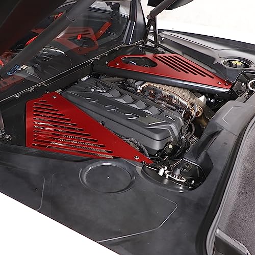 Image of TOYCIDFG Engine Bay Panel Cover Trim Compatible with C8 Corvette 2020-2025 Left Right Splash Shield Oxidation Case Guard Auto Aluminium Interior Body Part Accessories (Red - B)