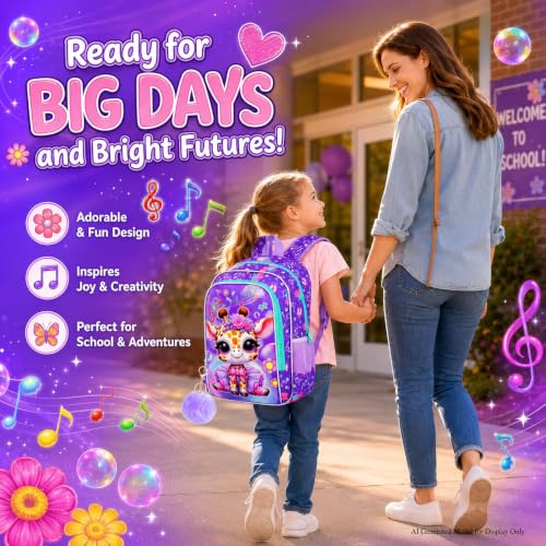 Image of CCJPX 3PCS Kids Backpack for Girls,16 inch Ballet Giraffe Preschool Backpacks with Lunch Bag, Cute Water Resistant Kindergarten School Bookbag for Elementary Kids Teen Travel