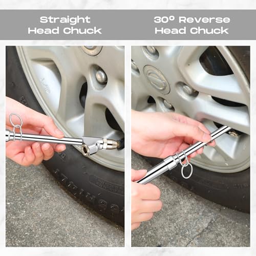 Image of Tallew 10 Pack Tire Pressure Gauge Silver Heavy Duty Air Pressure Tire Gauge Dual Head Semi Truck Tire Pressure Gauge Range 10-150 Psi, Extended Tube Tire Gauge Suitable for Semi Truck, and Bus