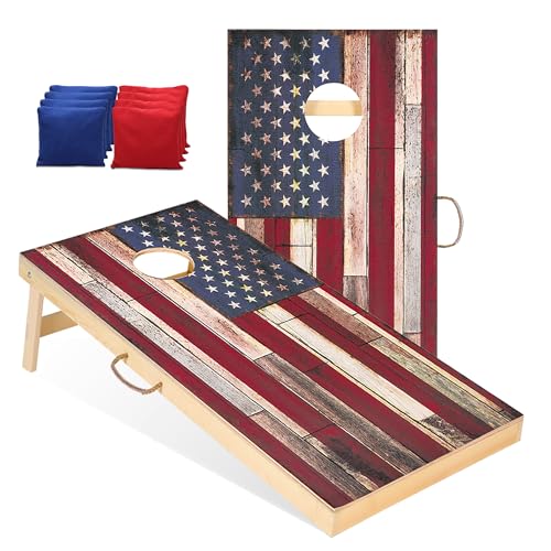 Image of Sportdo 4x2 ft Solid Wood Cornhole Set with 8 Bean Bags, Regulation Size Cornhole Board Set for Adults, Cornhole Game Set for Tailgate Backyard Toss Games Indoor&Outdoor Activities