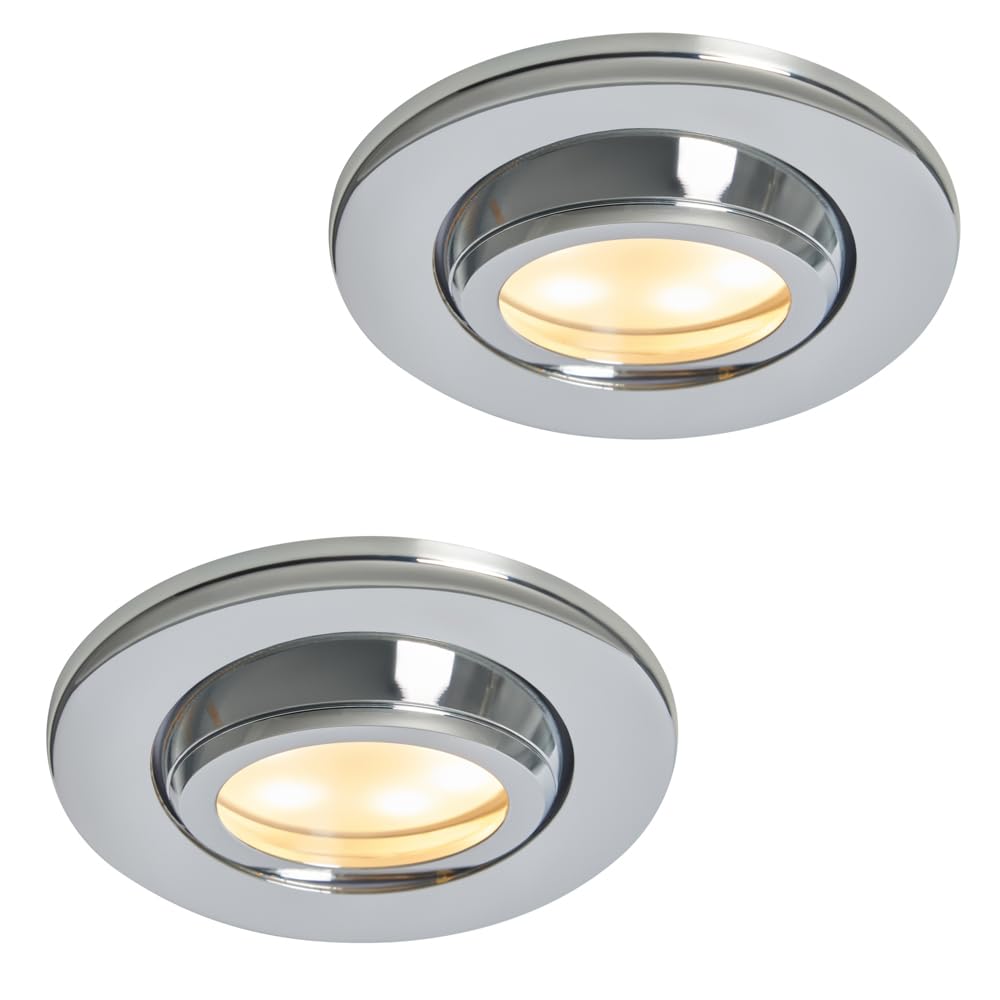 LITECRAFT Marlowe Fire Rated Tiltable Round IP65 Rated Recessed Downlights - (Polished Chrome, Pack of 2) — image 1