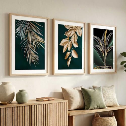Image of kotart Decorative Nature inspired Wall Art Home Decor Painting | Aesthetic Poster With Frame For Living Room Bed Room Hotel Wall Decor Digital Reprint Set of 3 (35x37 Inch)
