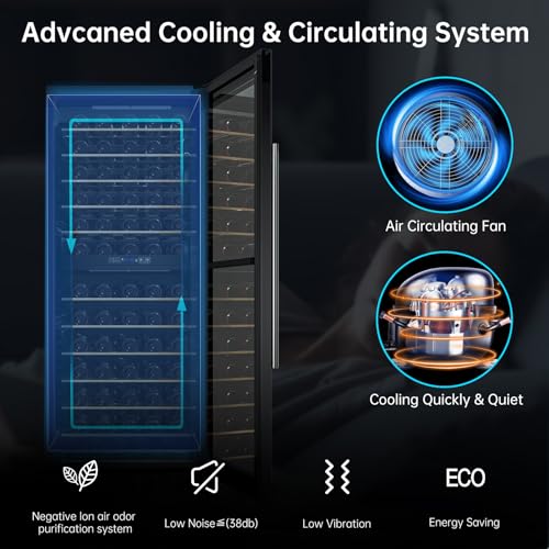 Image of KingChii 141 Bottle Wine Cooler Refrigerator Dual Zone Wine Fridge with Professional Compressor - Stainless Steel & Tempered Glass, Freestanding for Home, Office, Kitchen