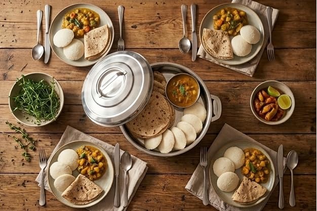 Image of Pigeon Galaxy Stainless Steel Casserole 2500ml | PU Puff Insulated Hot Pot | Keeps Food Hot for Hours | Durable Inner Steel Body | Ideal for Chapati, Rice & Curries