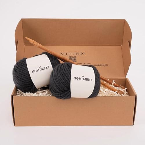 Miniatura 1 de NGHTMRKT Kit de tejido de bufanda para adultos principiantes - Aprende a tejer con este kit de punto para principiantes que incluye hilo y agujas.
