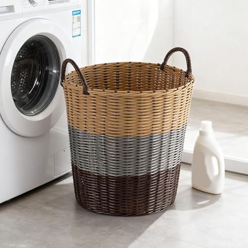 SiaBiced Laundry Basket, Clothes Storage Basket, Woven Laundry Basket for Baby's Room, for Hotel Apartments, Multi, S - Image 3