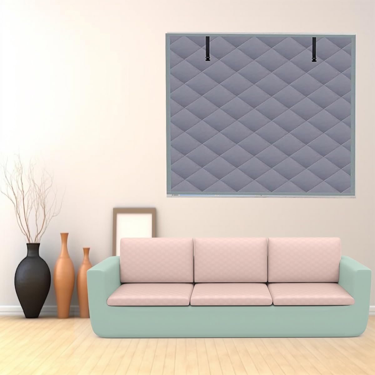 Fensterisolierungsset, Fenster Isolierung Gegen Kälte, Fensterfolie Winters Wärmeschutzvorhang Fenster Verdunkelungsvorhang Aus Baumwolle&Oxford für Schlafzimmer(Grau,47x118in/120x300cm)