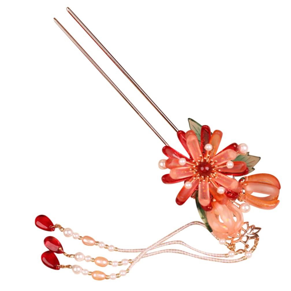 FRCOLOR Perlen Haarnadel mit Quaste Haargabel für Damen Haarstab für Duttfrisuren Brauthaargabel Haarschmuck für Hochzeit und Party