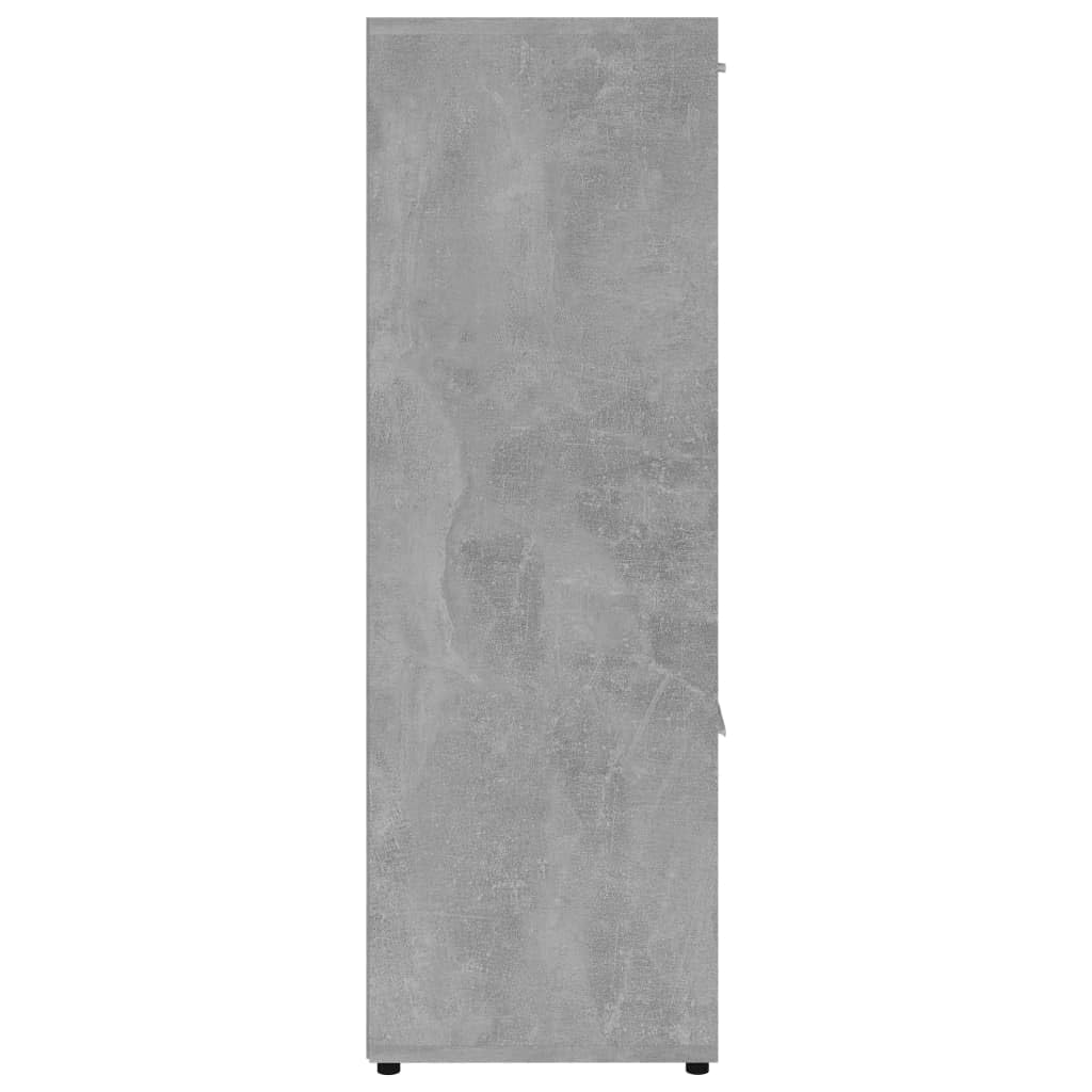 Fengshui Regał na książki, szary betonowy, 90 x 30 x 90 cm, z materiału drewnopochodnego, 9 półek, regał na książki z drzwiami, 5 półek na książki i dekoracje, łatwy w utrzymaniu i stabilny