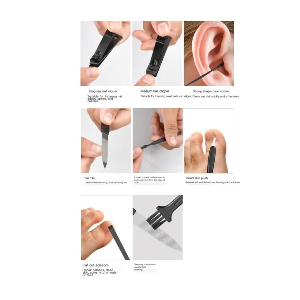 Cortaúñas, Set de manicura Profesional de 12 Piezas, Kit de Cuidado de uñas