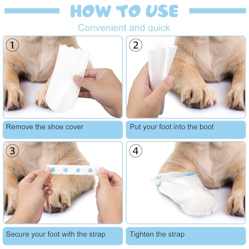 20 peças de botas descartáveis para cães, botas protetoras de patas com bandagem autoadesiva, cobert