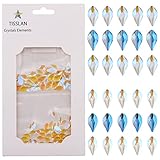 Tisslan 100pcs Aurora Flame Shape 2 Size Glass Sparkle Nail Rhinestones Iridescent Crystals for Nail