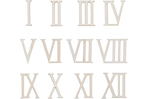 Supvox 24 Pcs Unfinished Wood Letters Roman Numerals Shapes for Arts and Crafts