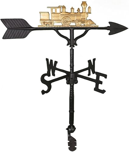 Montague Metal Products Veleta de 32 pulgadas con adorno de tren dorado