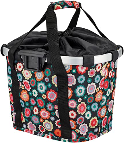 KLICKfix Unisex – Erwachsene Happy Flowers Fahrradkorb, Bunt, 15 Liter
