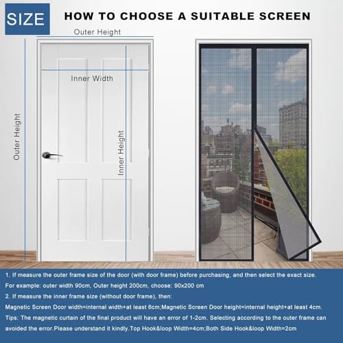 Moustiquaire porte magnétique 130x215 cm en fibre de verre noire