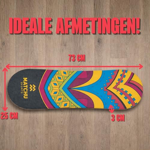 MATCHU - Balance board - Trickboard - 100% Hout - Surf trainer - Inclusief kruk roller - Board sport - Atletische training - Surfboard - Stabiliteit - Balanceboard - Afbeelding 3