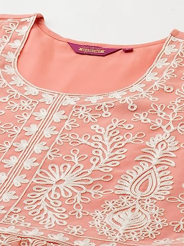 Image of ANNI Designer Women's Georgette Regular Fit Chikankari Embroidered Anarkali Kurti