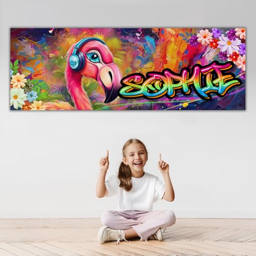 tjapalo ZP97 Poster graffiti avec nom - Images cool pour adolescents - Poster pour chambre d'enfant fille - Image flamant rose