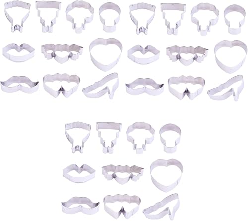 Miniatura 1 de Abaodam 30 moldes para galletas de boda, cortador geométrico de galletas, molde de pastelería, cortador de panqueques, sello de galletas para