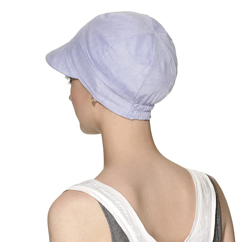 CAREBELL Gorra Oncológica/Modelo Denim/Tejido de Algodón/Estampado Vaquero Claro/Alopecia y Quimioterapia/Ideal Pérdida de Cabello/Hecho a Mano en España