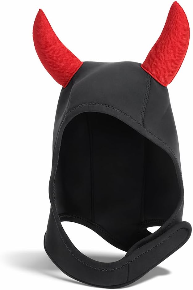 Neoprene Diving Hat, Unisex Animal Cartoon Skull Design, Diving Skull Hat, Swimming Helmet Hood for Adults & Kids, Beach, Pool, Diving, Red