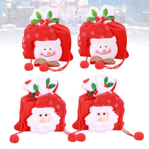 Toyvian 4 stks Tassen Aanwezig Zak met Kerstman Sneeuwpop Patronen Kids Candy Treat Tassen Xmas Vakantie Party… - Afbeelding 7