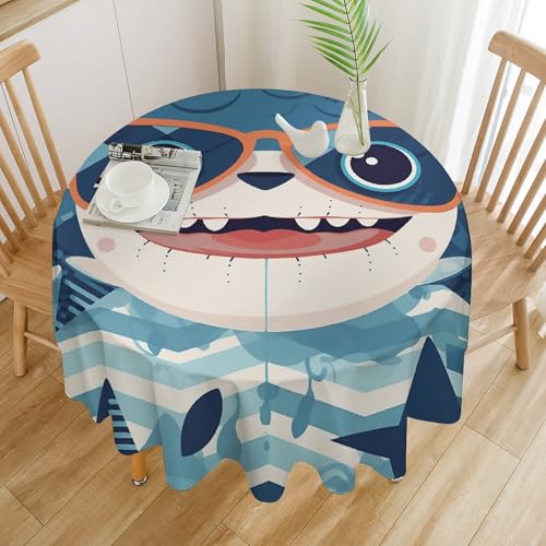 Nappe ronde lavable requin pour protéger la table de salle à manger - 4