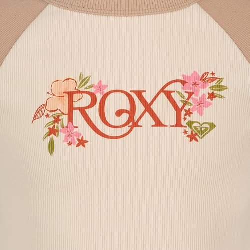 Image of Roxy Girls' Short Sleeve Snug Fit Ribbed Tee, Crew Neck Graphic T-Shirt, Soft & Comfortable