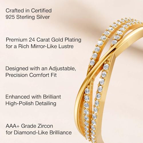 Image of Miss Highness 925 Pure Silver Crossover Eternity Ring for Women | Elegant Adjustable Design | Silver Jewellery With Authenticity Certificate | Gift for Girlfriend Wife | Casual Wear Ring,(MHN-R-125-N