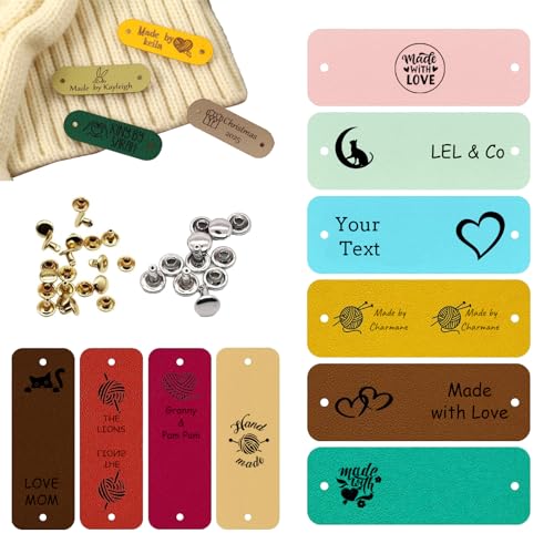 Custom Leather Tags for Crochet Items,...