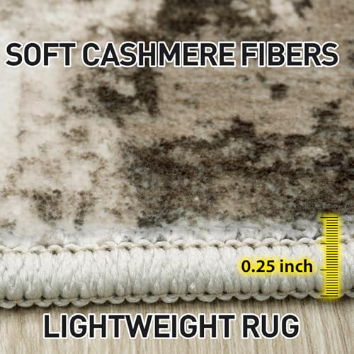 9x12 Area Rugs Washable Rug: Modern Abstract Living Room Rug Soft Anti-Skid Thin Carpet Indoor Floor Non-Shedding Carpets for Bedroom Dining Room Farmhouse Nursery Home Office Brown