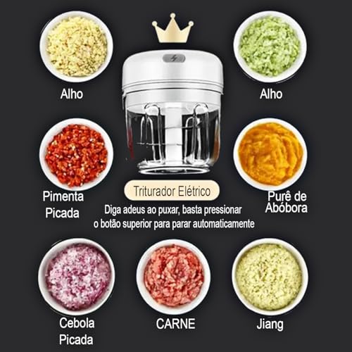 Triturador de Alimentos e Cortador de Alho. Tritura Alimentos Como: Alho, Frutas, Legumes, Verduras