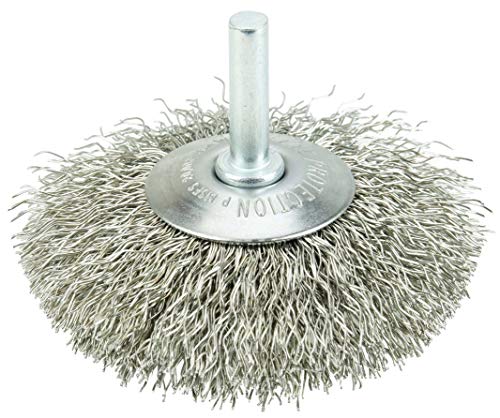 Image of Weiler 17917 3 inch Stem-Mounted Concave Crimped Wire Wheel, .014 inch Steel Fill, 1 /4 inch Stem, Made in the USA (Pack of 10)