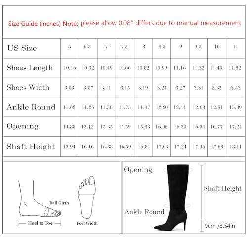 Image of Easyfox Knee High Boots Women Pointed Toe Stiletto Heel Tall Boots | Side Zipper,3 In Stiletto Heel,Fall Spring Winter Fashion Dress Tall Boots,Evening Bridal office Long Boots