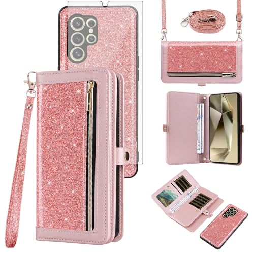 Coque portefeuille Samsung S24 Ultra amovible anti-choc avec vitre verre incluse