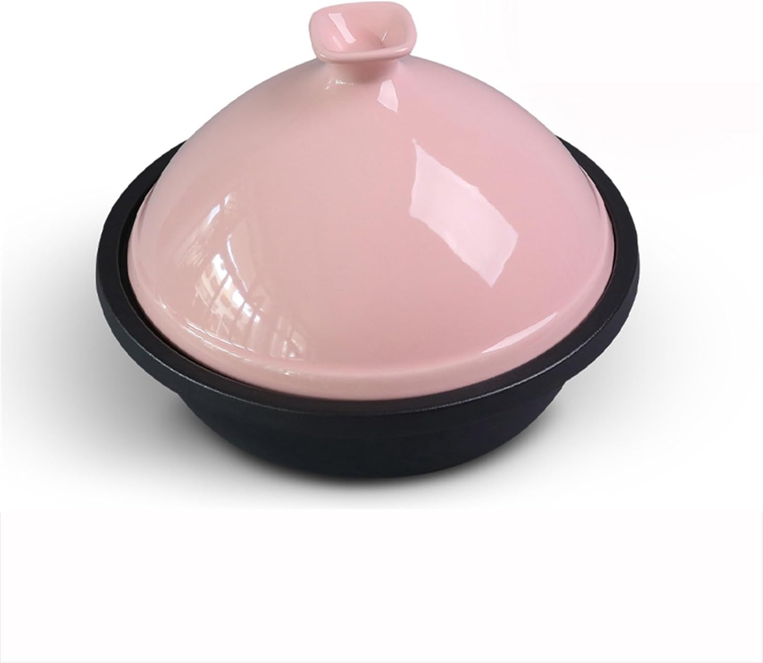 Tagine Cast Iron Enamel Crock Pot Ceramic Tajine Pot Moroccan for Gas Induction Cookers Tangine for Home Restaurants(30cm - pink)