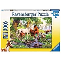 Ravensburger 12904 Animals Wild Children's Puzzle, 12904 Wild Horses on the River, Horse Puzzle for Children from 9 Years, with 300 Pieces in XXL Format, Yellow, 19 x 14 cm