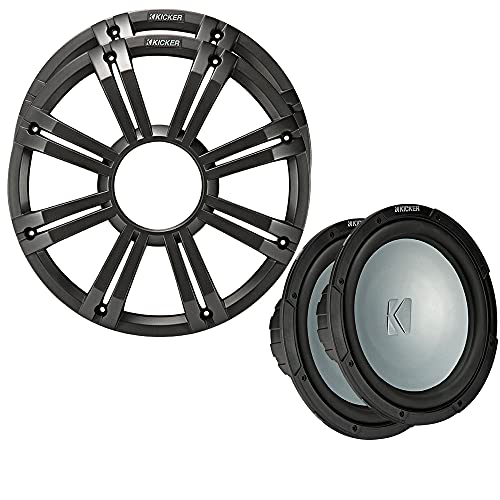 Kicker - Two 12 Inch LED Marine Subwoofers in Charcoal, 2 Ohm Bundle 4 Ohm Each