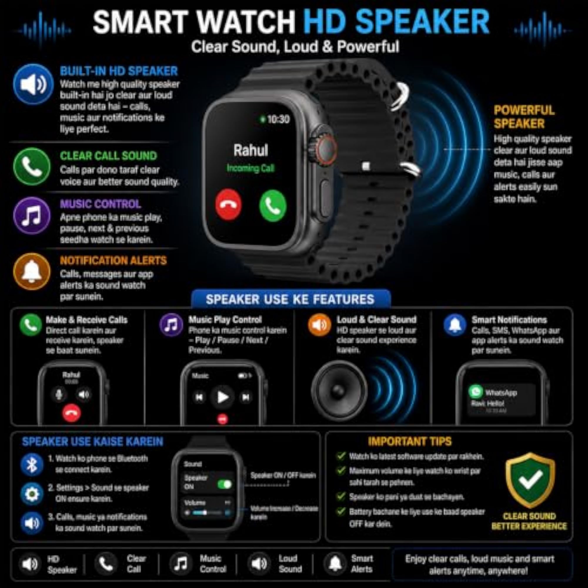 Rugged Fitness Smartwatch with Call Alerts