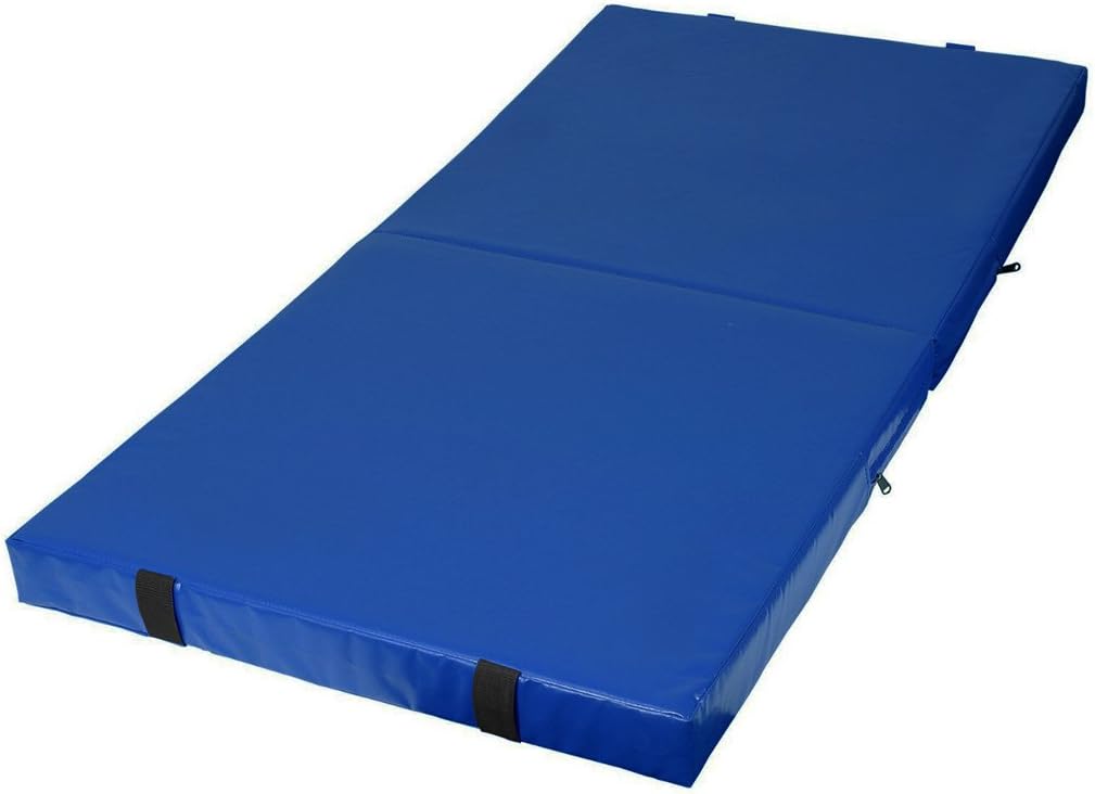 Greatgymats Folding Gymnastics Landing Mat 3'x6'x4 Thick for Gym Kip Bar Junior Practice Safety Mat,Blue